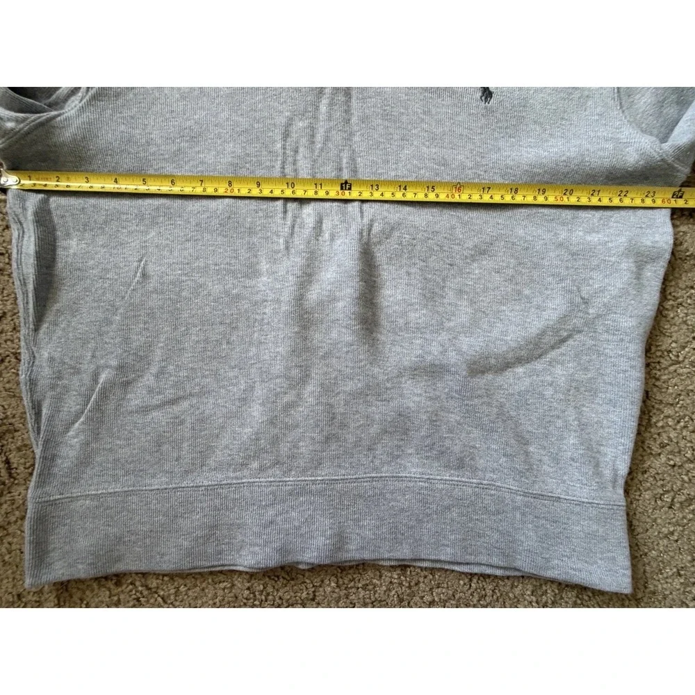 Polo Ralph Lauren V Neck Shawl Collar Pullover Shirt Gray Pony Logo Large JBHS